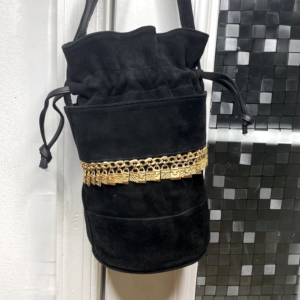 💕Stuart weitzman made in Spain suede small bucket bag with charms 💕